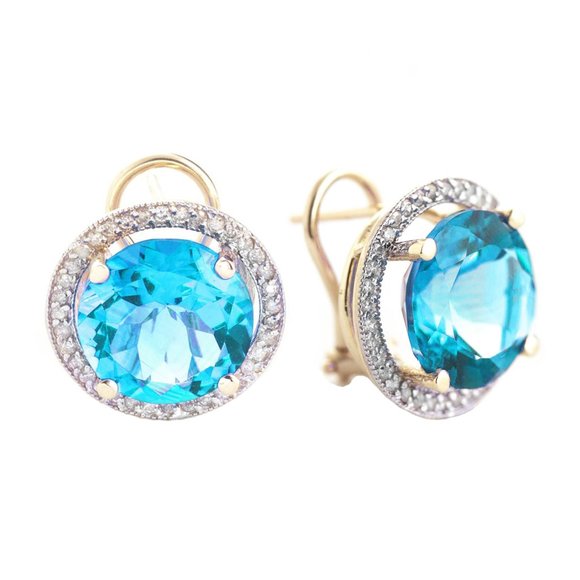 Galaxy Gold Products Jewelry - 14k Gold Earrings with Diamonds & Blue Topazes